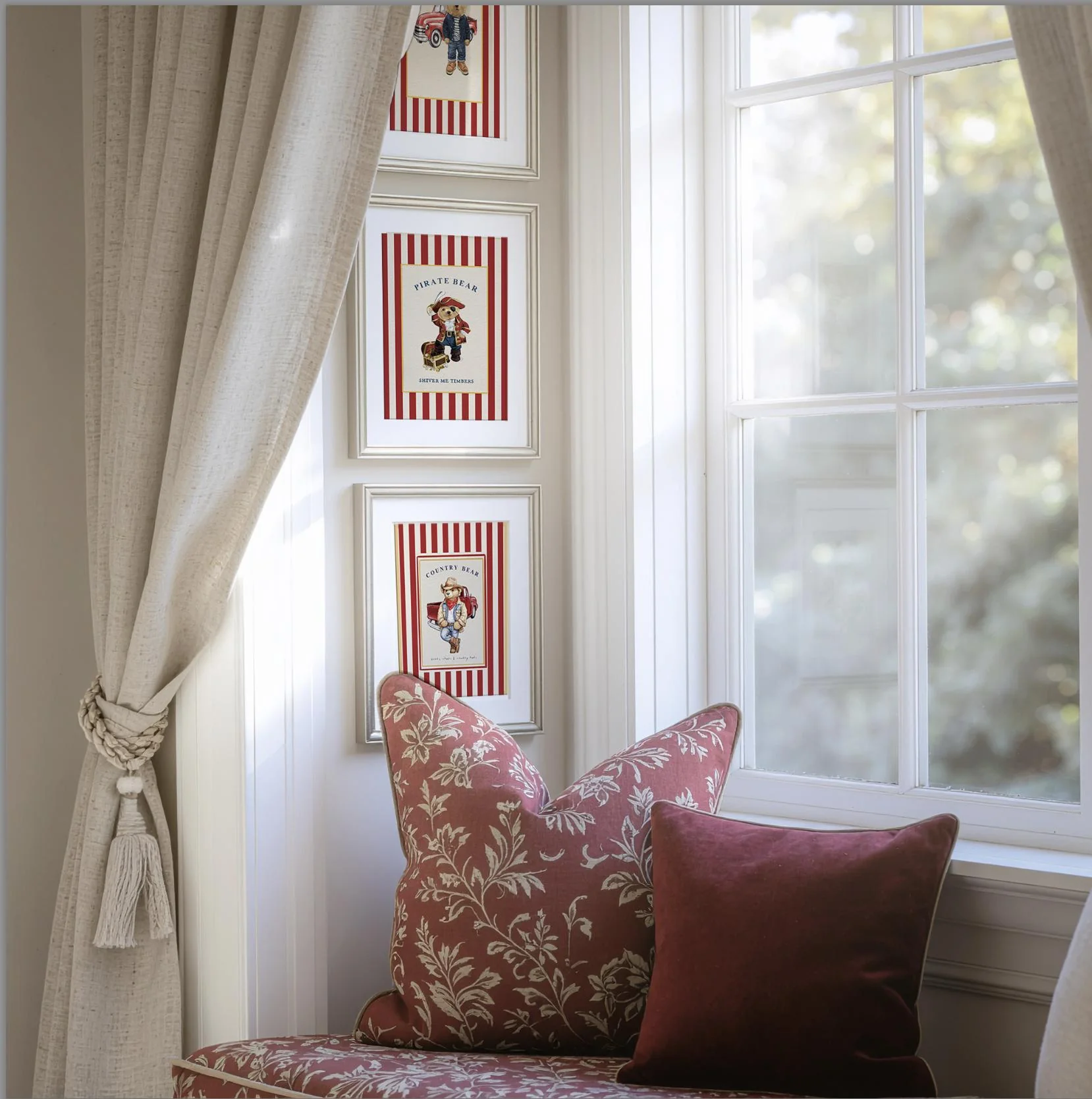 Bear Artwork Preppy Bear Print Cute Bear Striped Art - Image 3