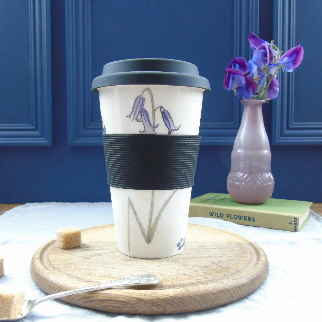 Bee and Spring Flowers Bone China Travel Mug - Image 4