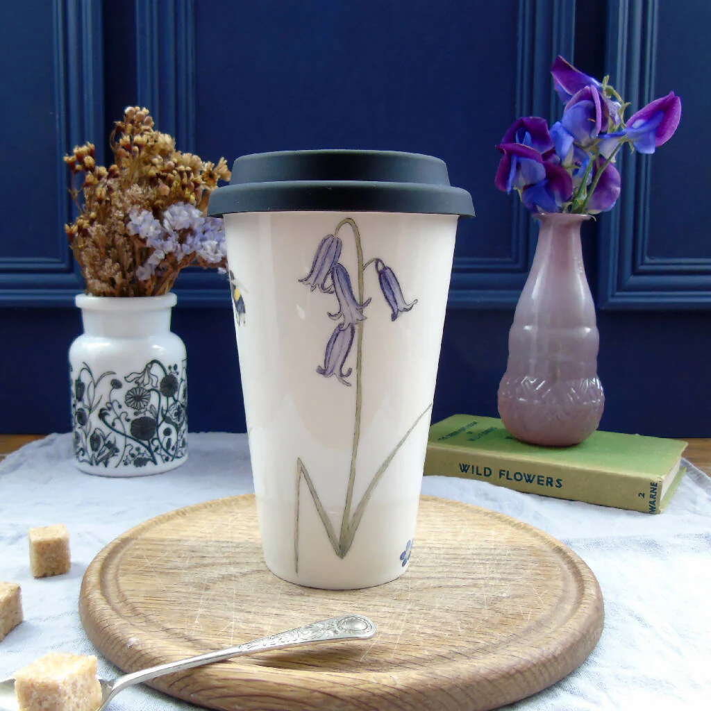 Bee and Spring Flowers Bone China Travel Mug - Image 7