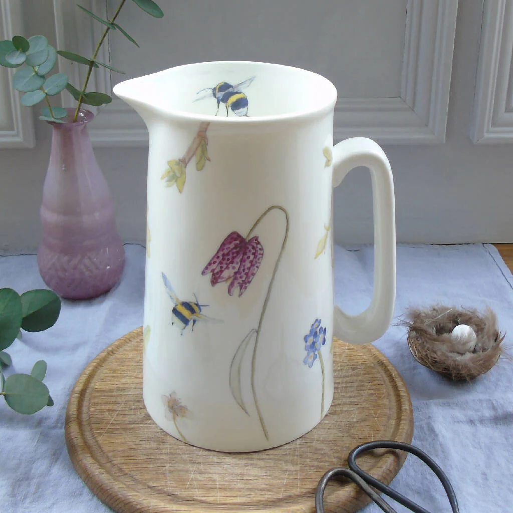 Bee and Spring Flowers Bone China Two Pint Jug - Image 3