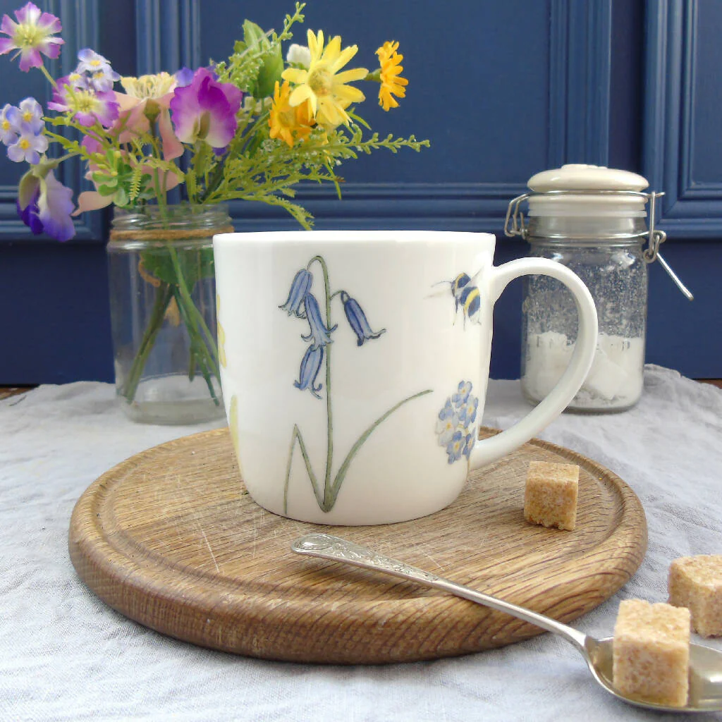 Bee and Spring Flowers Bone China Mug - Image 5