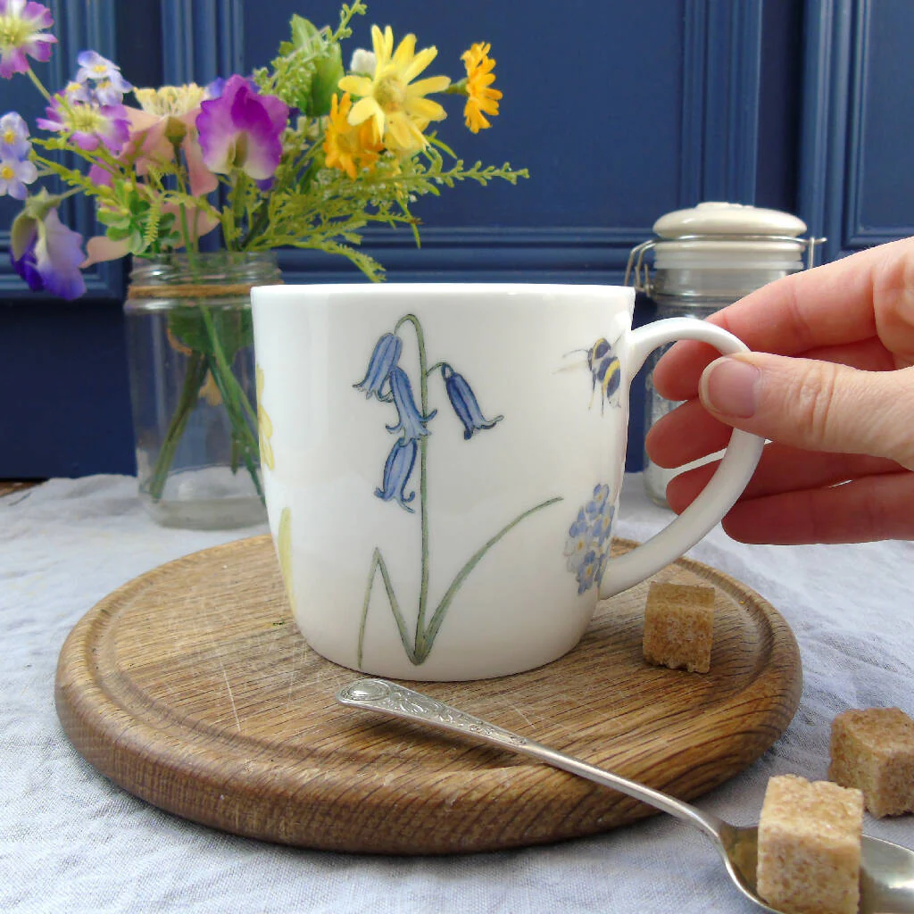 Bee and Spring Flowers Bone China Mug - Image 6