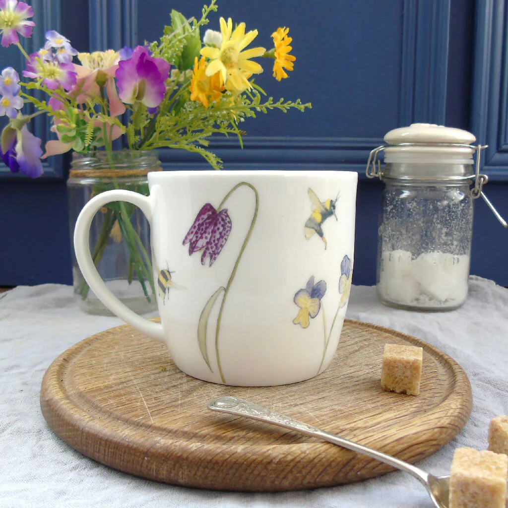 Bee and Spring Flowers Bone China Mug - Image 7