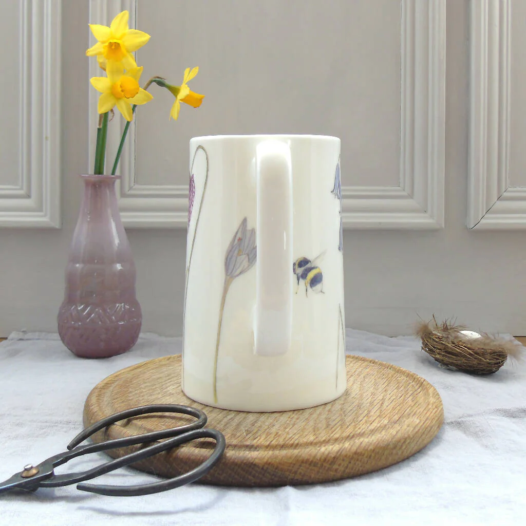 Bee and Spring Flowers Bone China One Pint Jug - Image 3