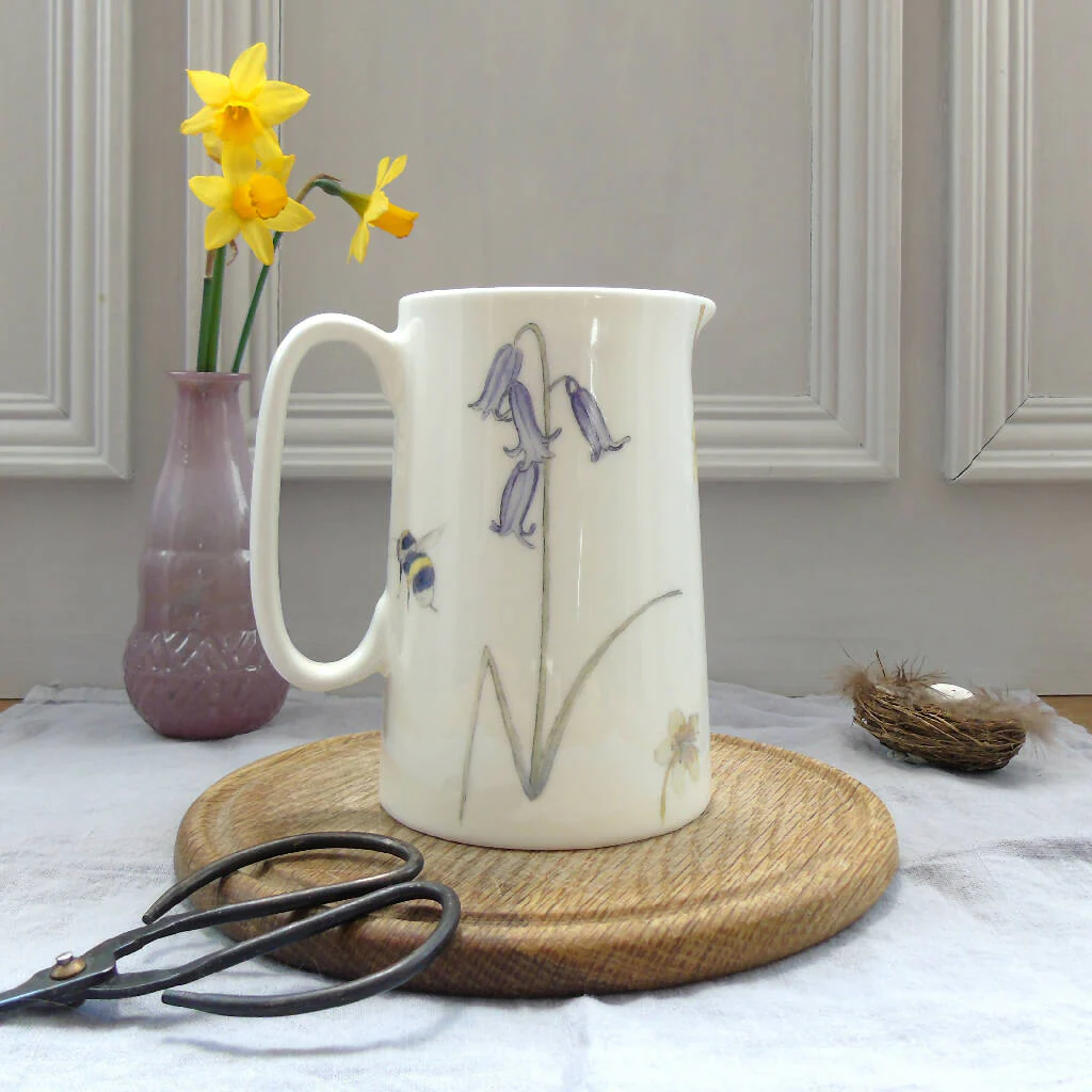 Bee and Spring Flowers Bone China One Pint Jug - Image 4