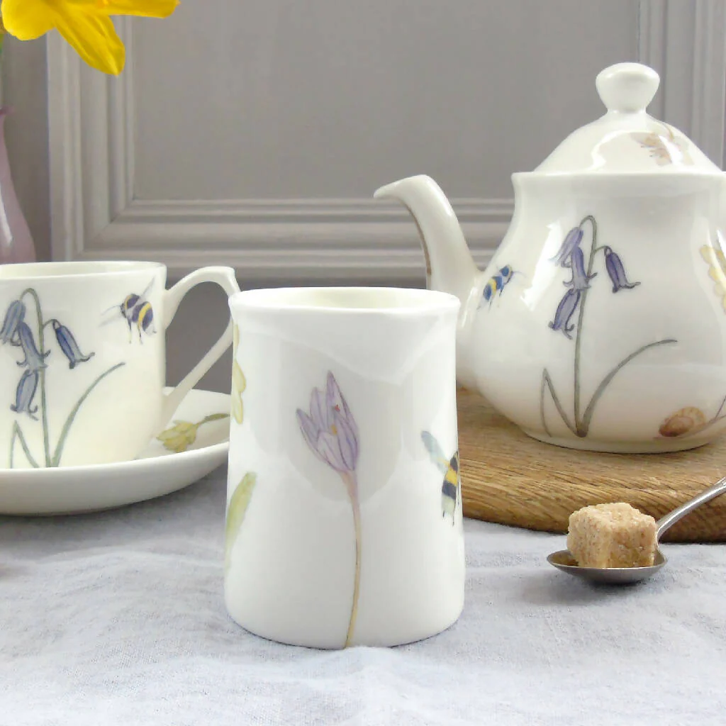 Bee and Spring Flowers Bone China Quarter Pint Jug - Image 3