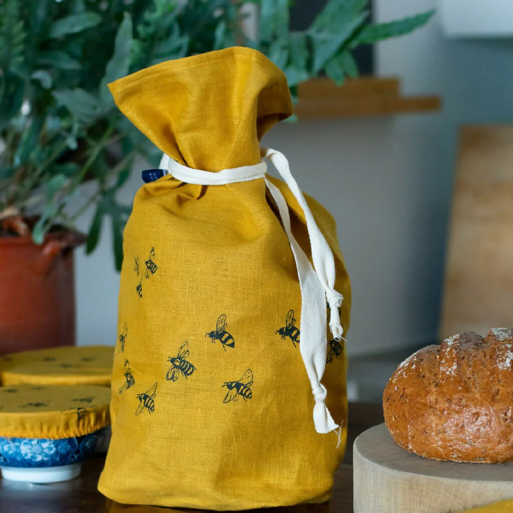 Bee Bread Bag Hand Printed In Pure Linen - Image 3