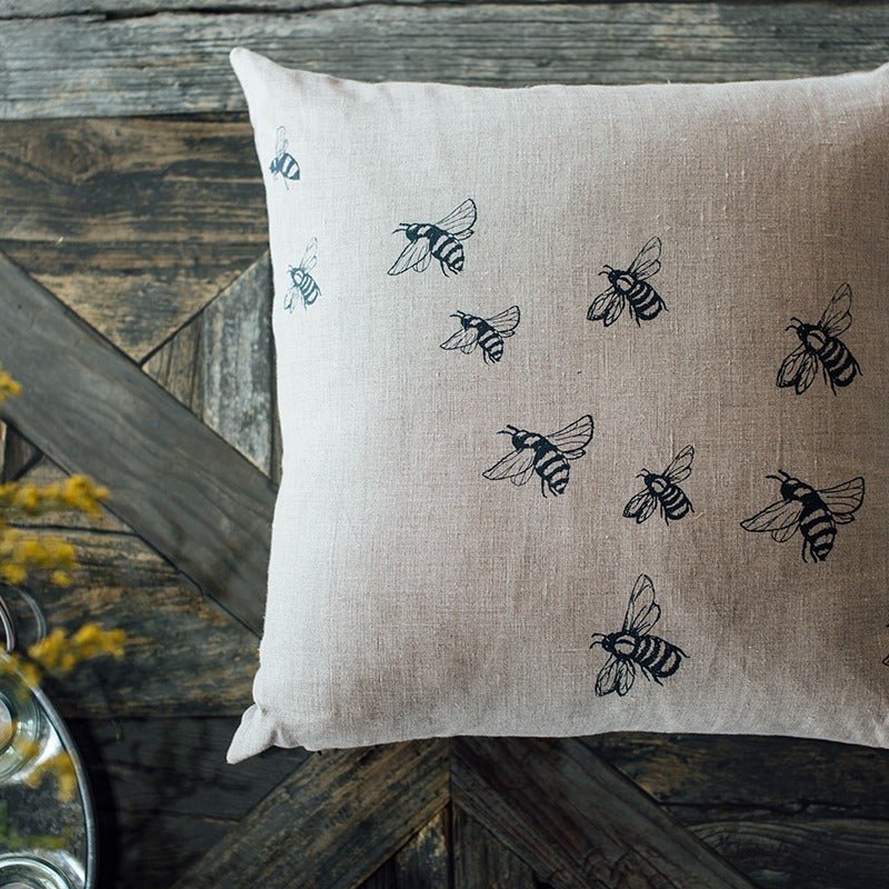 Bee Cushion Hand Printed Pure Linen - Image 4