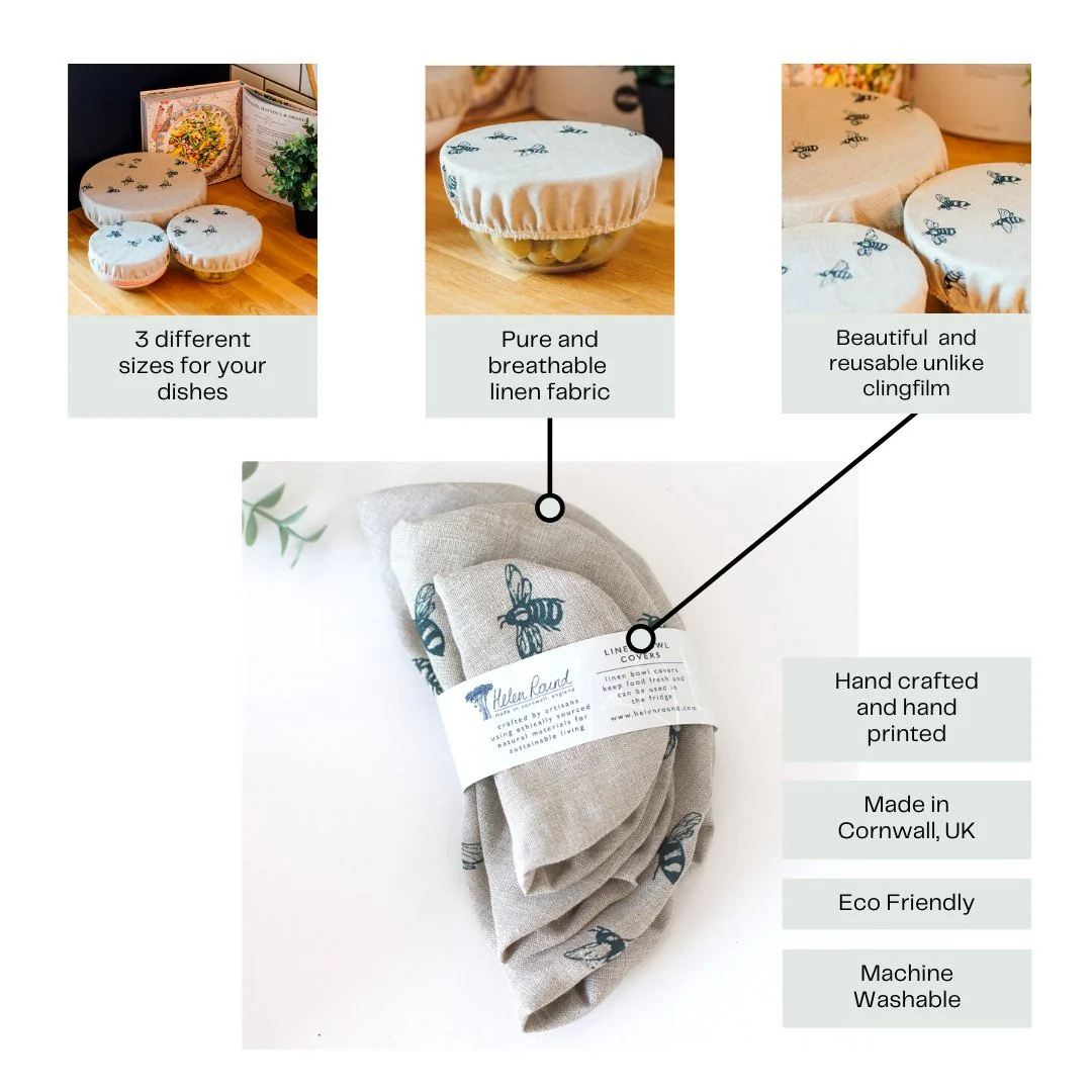 Bee Reusable Linen Bowl Covers Set - Image 7