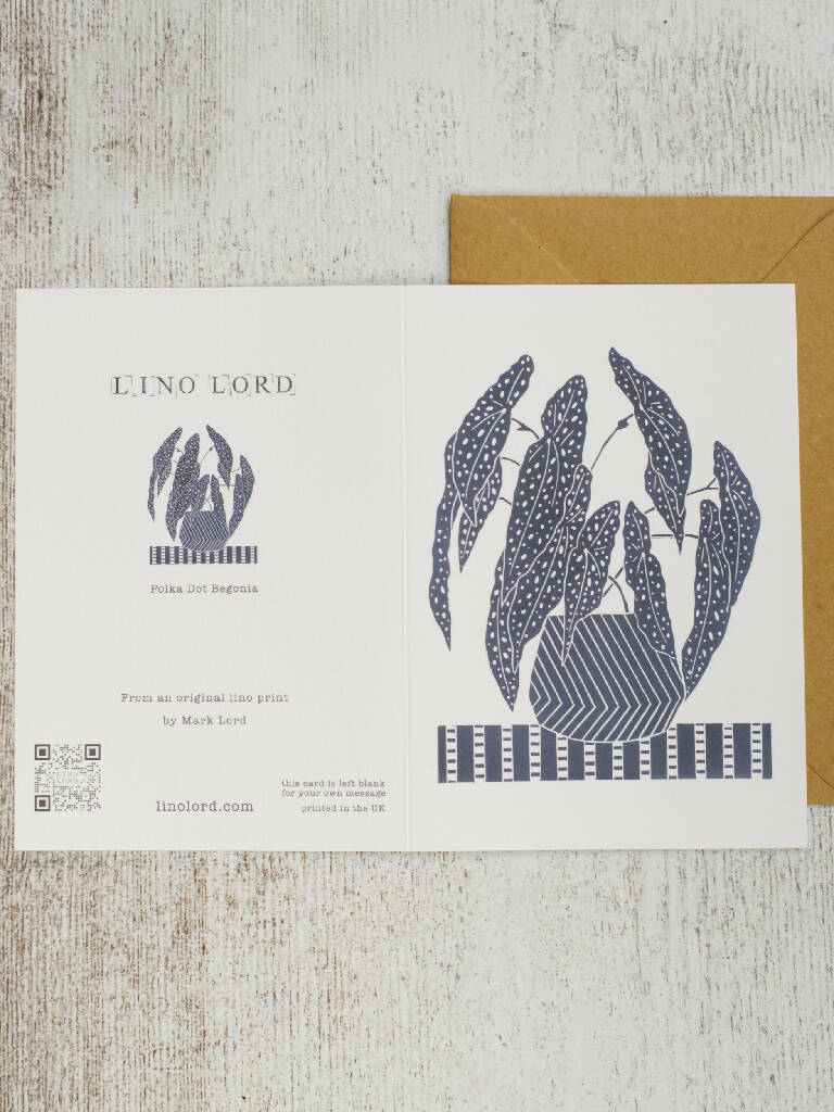 Begonia A6 Lino Print Greeting Card - Image 3