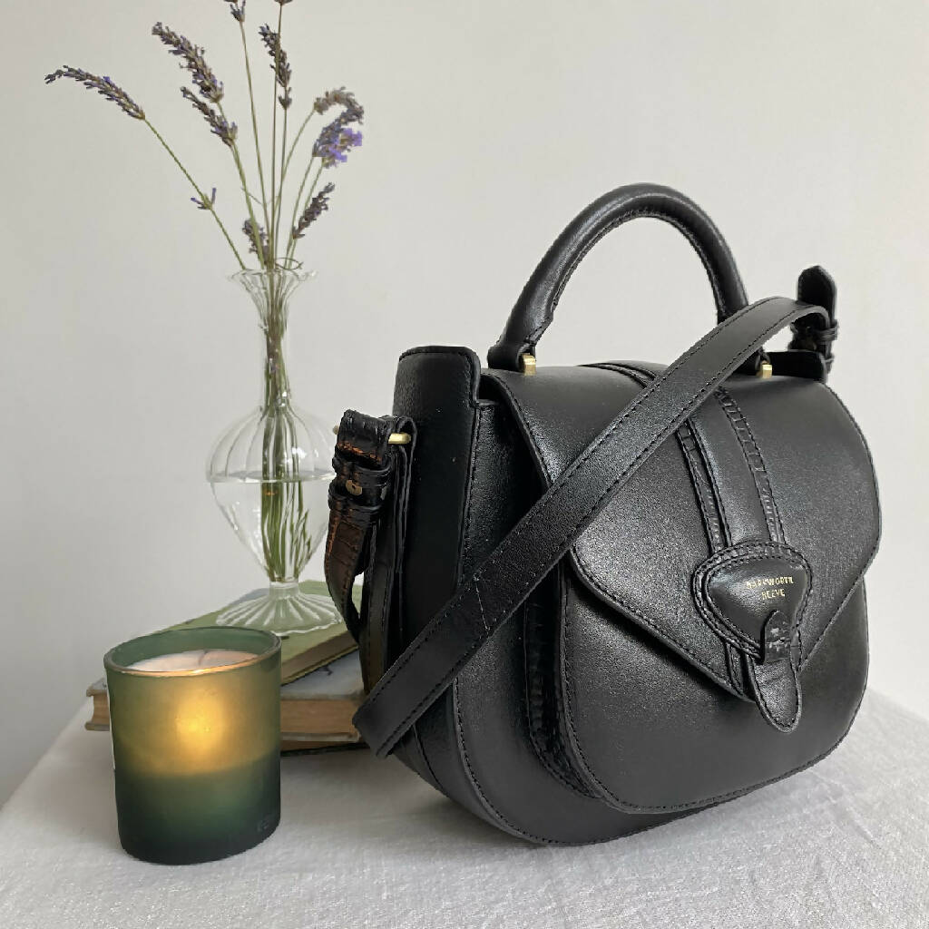 Belton Leather Saddle Bag in Black - Image 3
