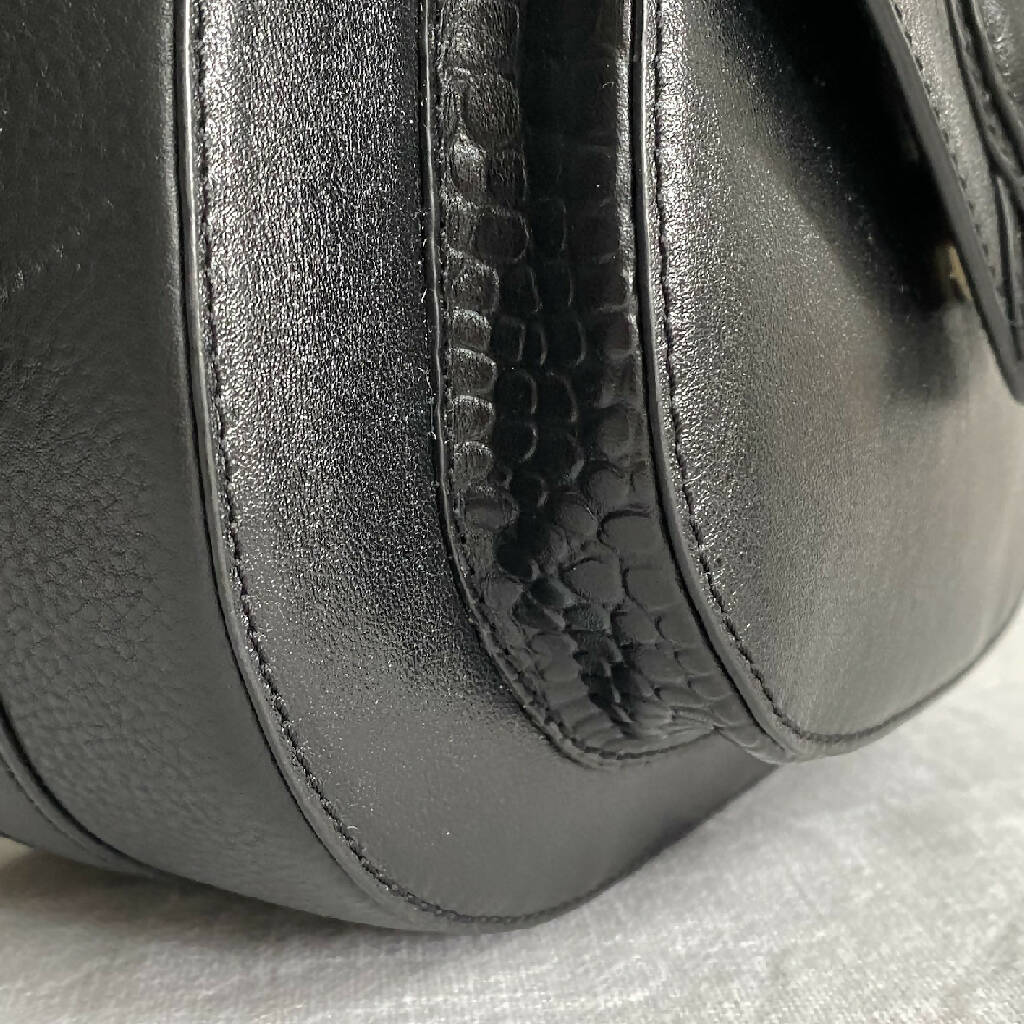 Belton Leather Saddle Bag in Black - Image 7