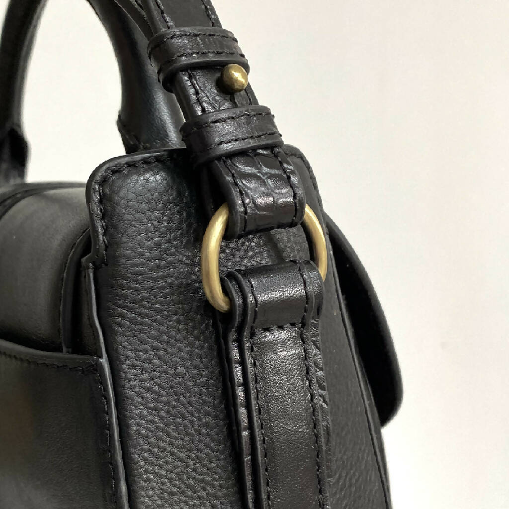 Belton Leather Saddle Bag in Black - Image 8