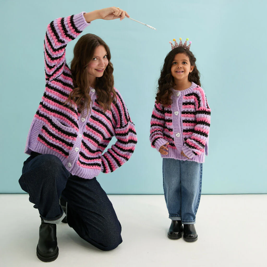 Bernice Stripe Cross Stitch Cardigan - Lilac - Image 10