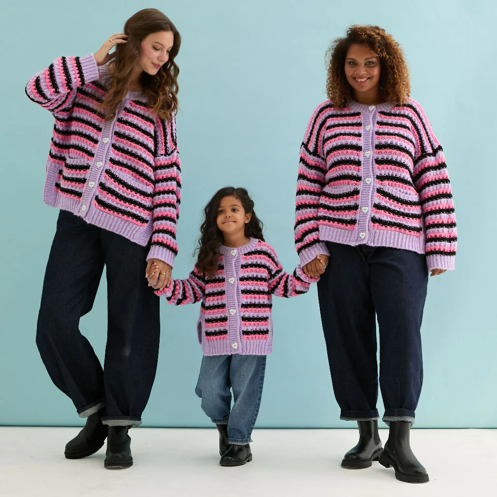 Bernice Stripe Cross Stitch Cardigan - Lilac - Image 9