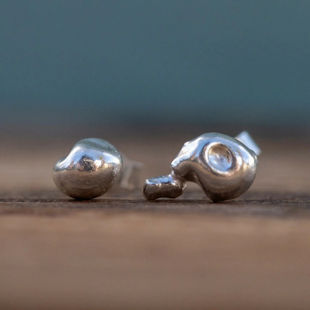 Bespoke Unique Mismatched Recycled Sterling Silver Stud Earrings - Image 2