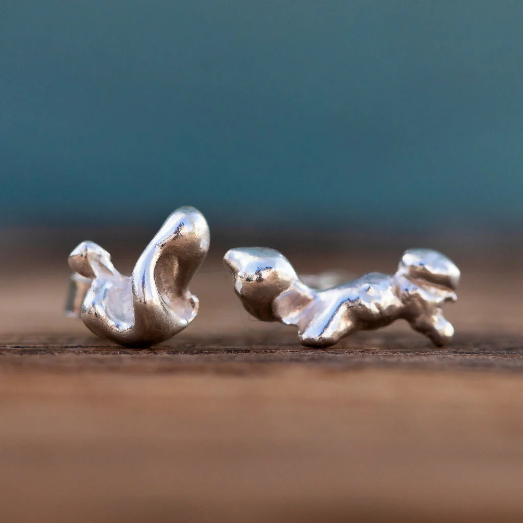 Bespoke Unique Mismatched Recycled Sterling Silver Stud Earrings - Image 3