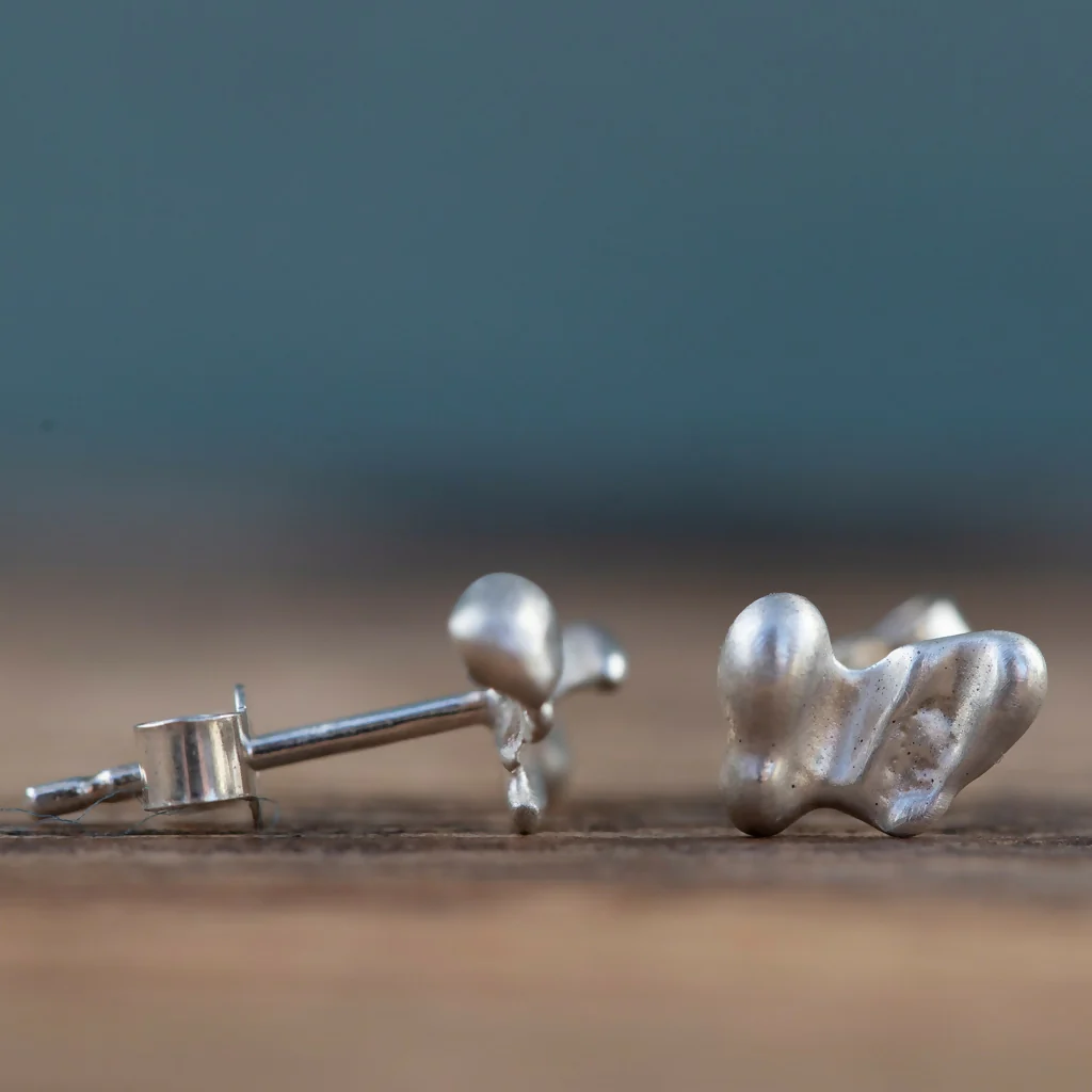 Bespoke Unique Mismatched Recycled Sterling Silver Stud Earrings - Image 4