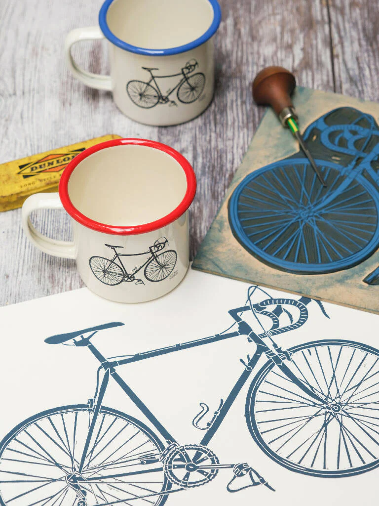 Bicycle Etched Enamel Mug - Image 3
