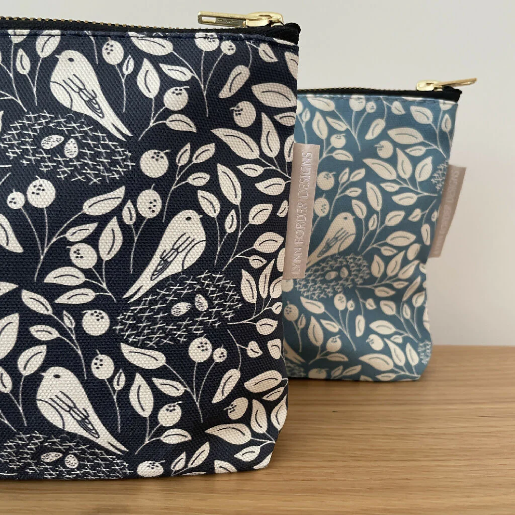 Bird in a Nest Cosmetic Bag in Midnight Blue - Image 3