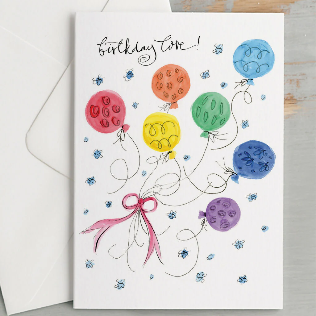 'Birthday Love' Rainbow Balloons Birthday Card - Image 2