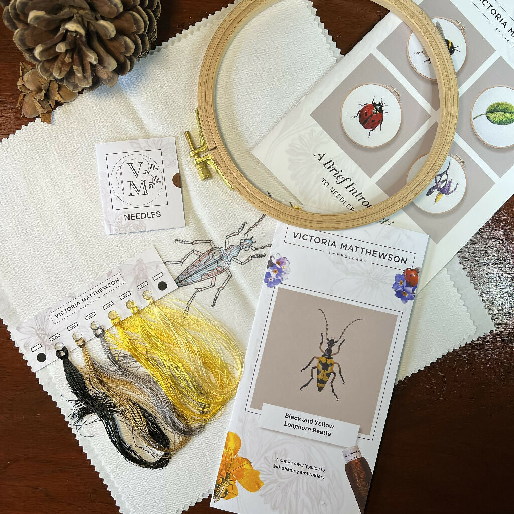 Black and Yellow Longhorn Beetle Silk Shading Embroidery Kit - Image 2