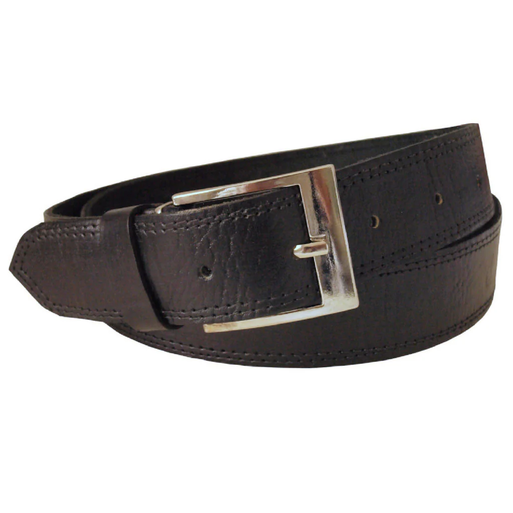 Black Leather Belt - Wide Width - Image 2