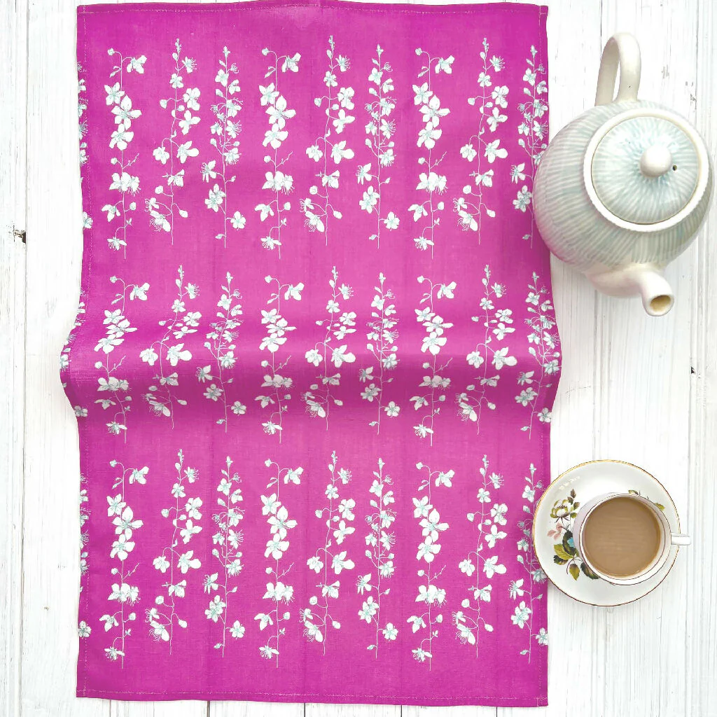 Floral Linen Tea Towel - Spring Blossom - Image 3