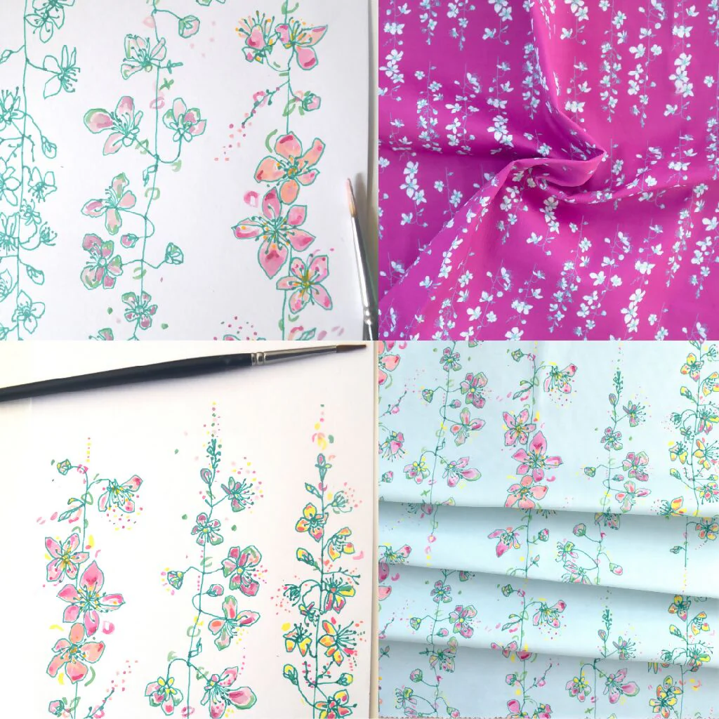 Floral Linen Tea Towel - Spring Blossom - Image 4