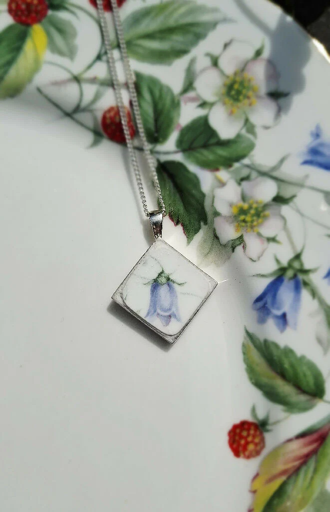 Blue Bell Broken China Pendant - Image 2