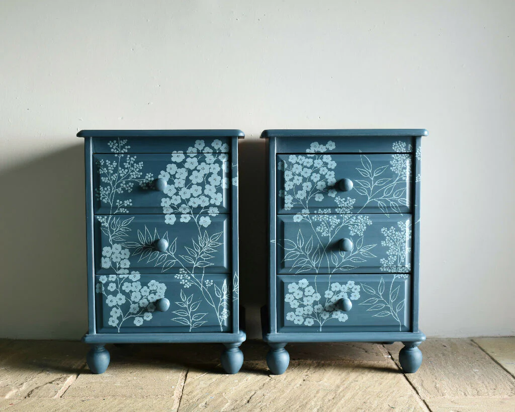Blue 'Blossom and Berries' Bedside Drawers - Image 3