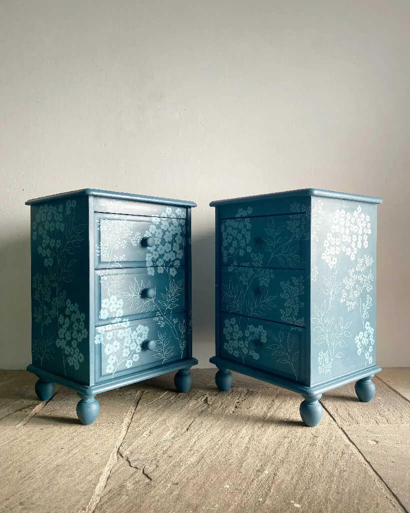 Blue 'Blossom and Berries' Bedside Drawers - Image 4