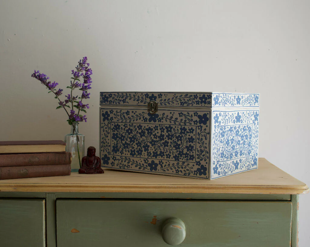 Blue Decorative Floral Keepsake Box - Image 3