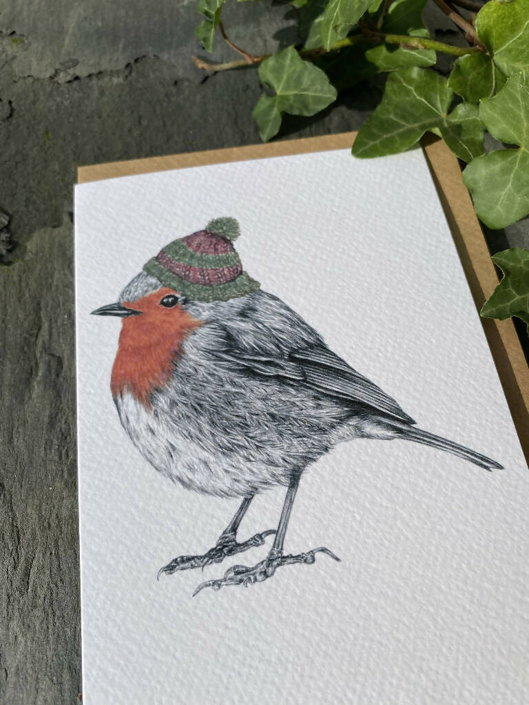 Bobble Hat Robin Christmas Card - Image 2