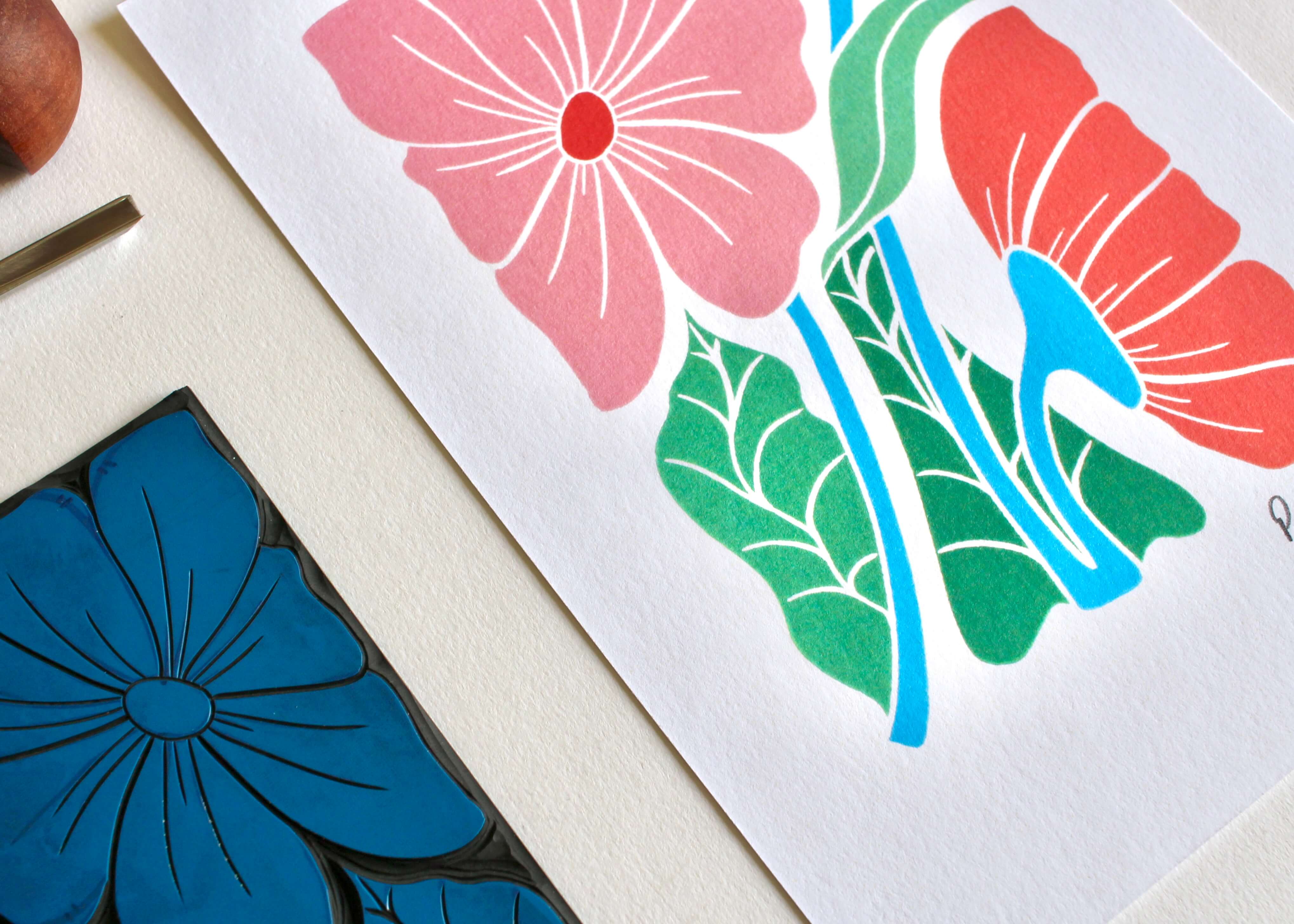 Bold & Beautiful Floral Linocut Art Print | A5 or A4 Art Print - Image 3