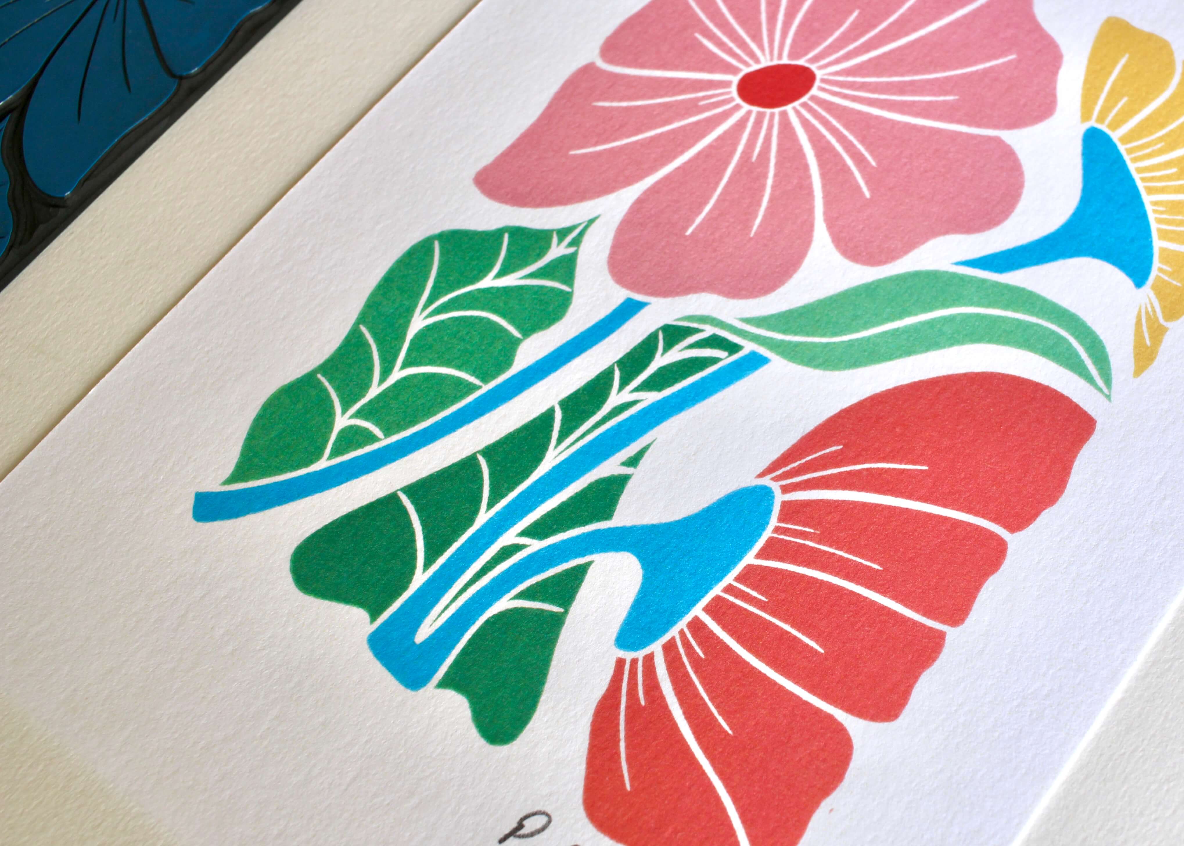 Bold & Beautiful Floral Linocut Art Print | A5 or A4 Art Print - Image 4