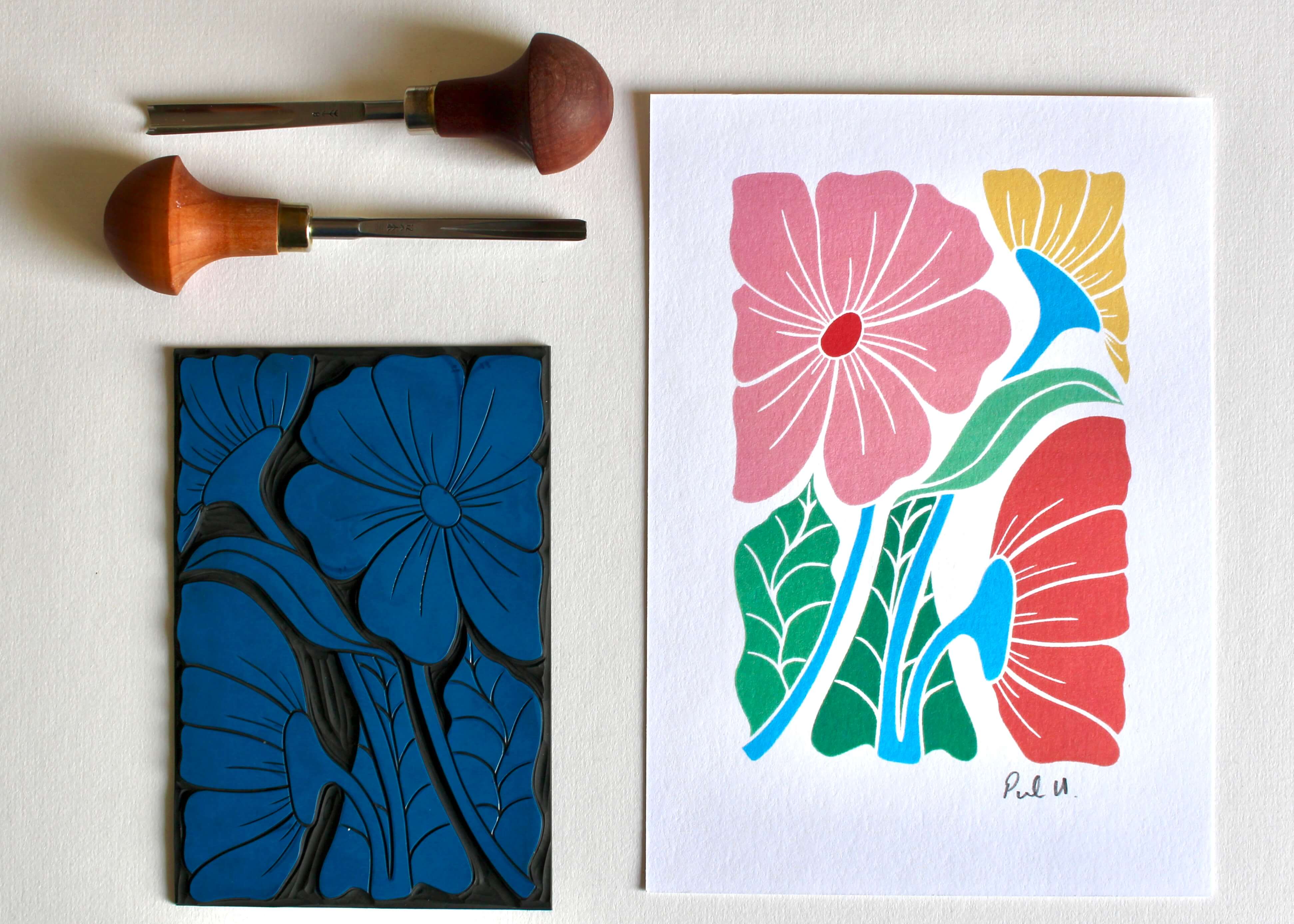 Bold & Beautiful Floral Linocut Art Print | A5 or A4 Art Print - Image 5