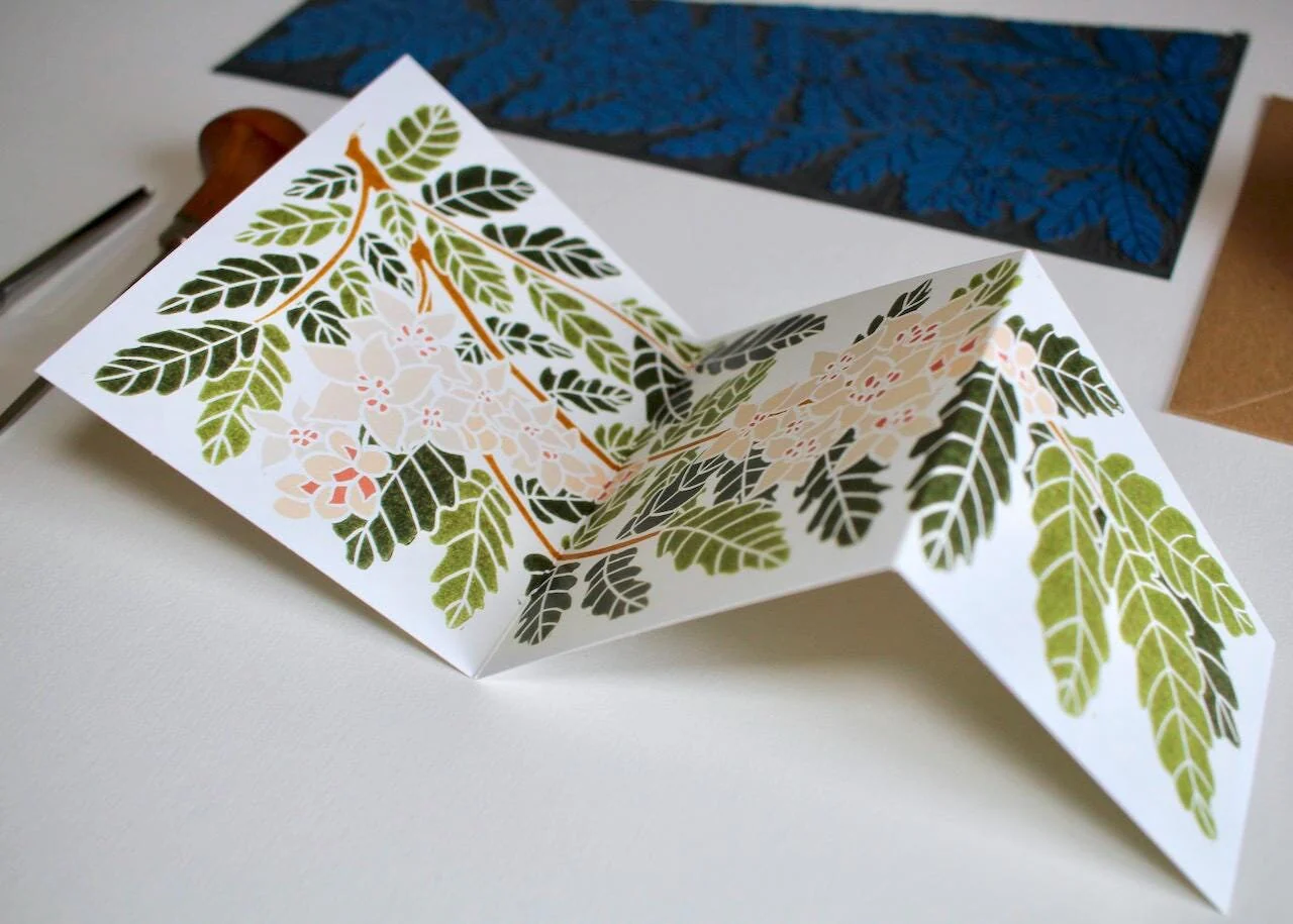 Botanical Frankincense Linocut Greeting Card | Single Card with Envelope