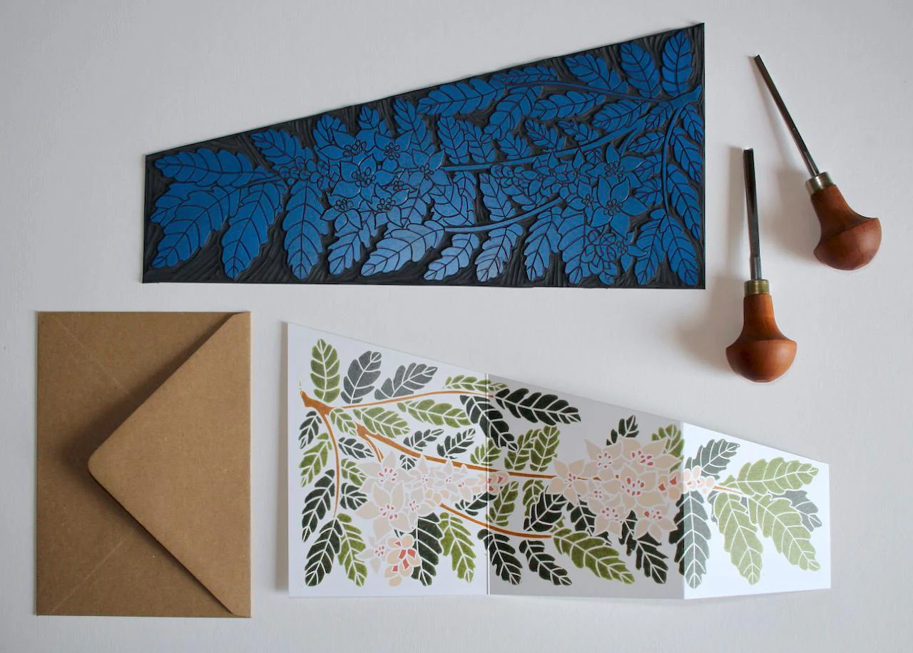 Botanical Frankincense Linocut Greeting Card | Single Card with Envelope - Image 3