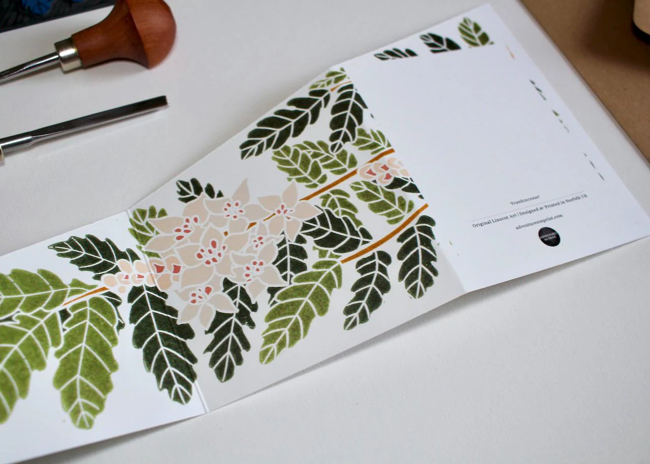 Botanical Frankincense Linocut Greeting Card | Single Card with Envelope - Image 9
