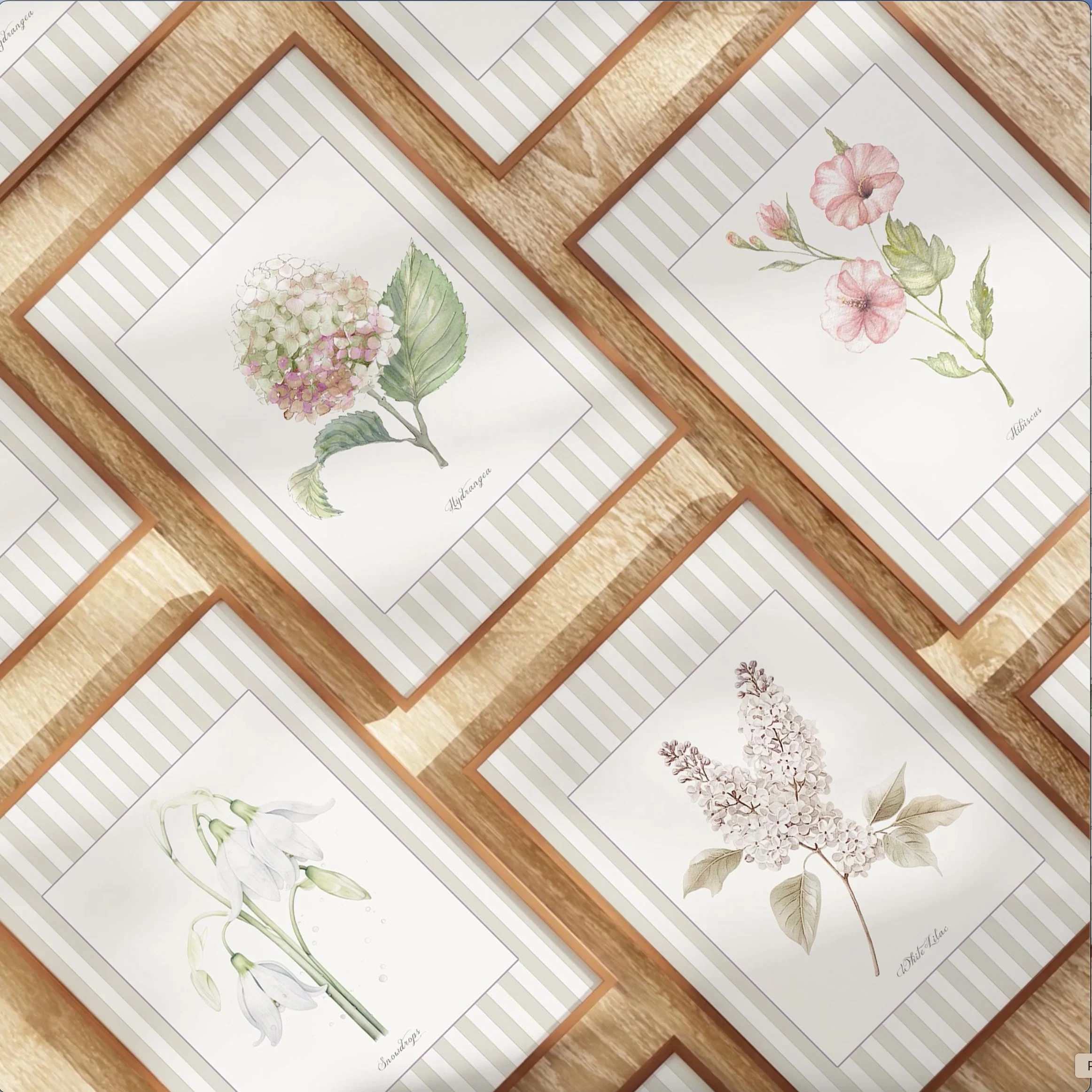 Botanical Watercolor Poster Hibiskus Print Set of 3 - Image 5