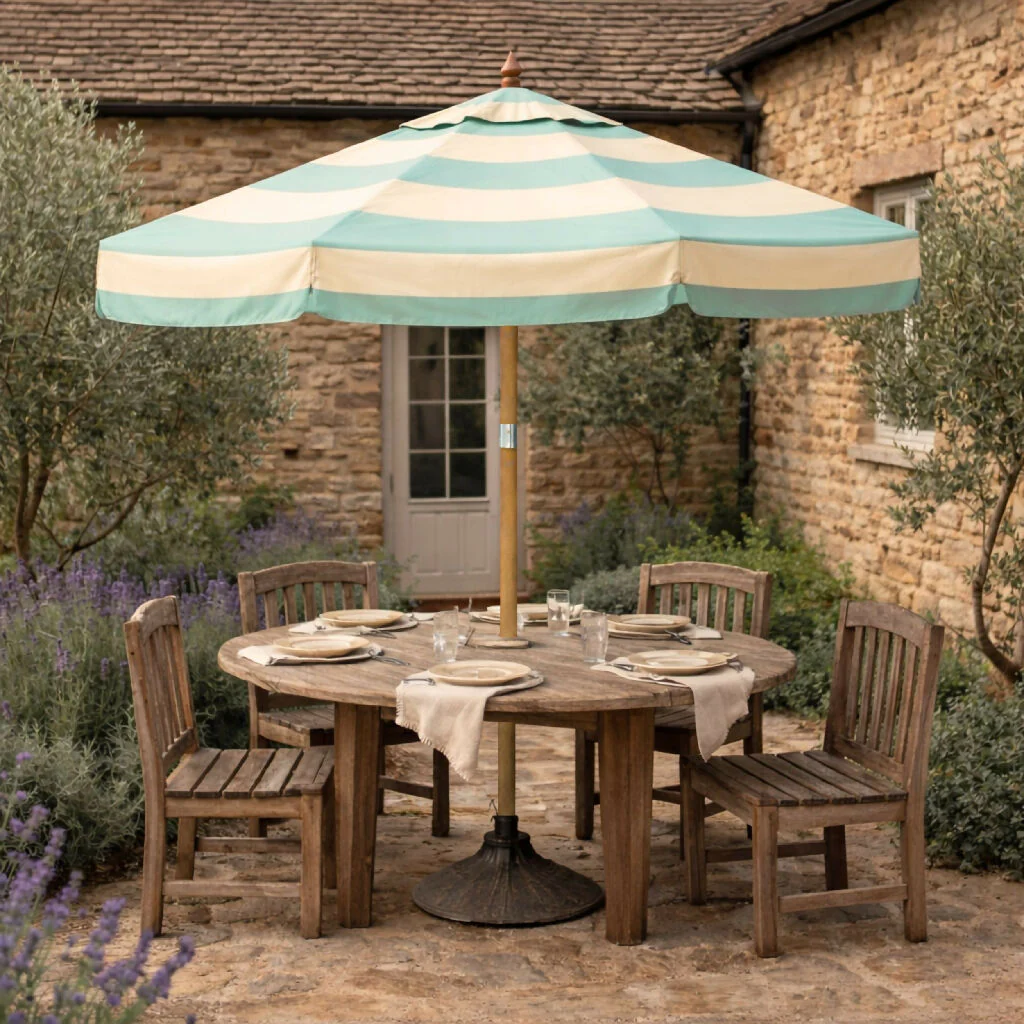 Bounder Stripe Parasol - Club Claret (2.4m) - Image 2