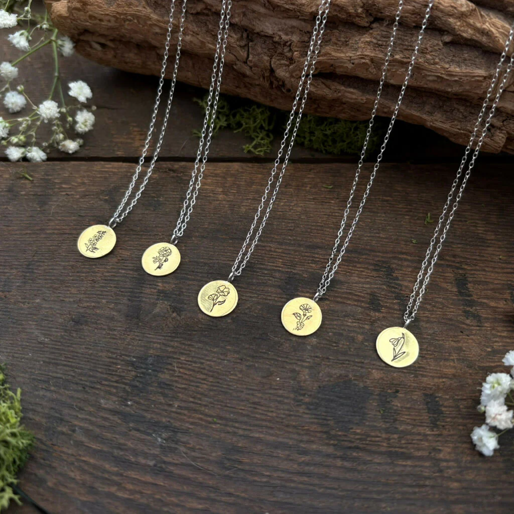 Brass Botanica Birth Flower Necklace