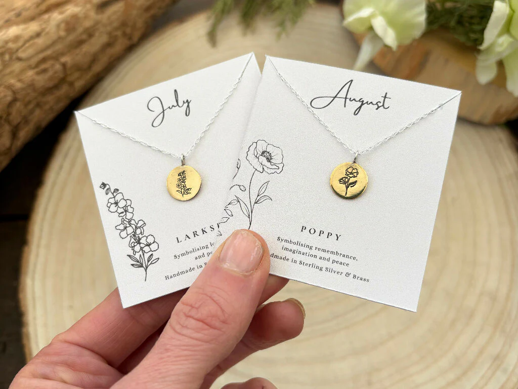 Brass Botanica Birth Flower Necklace - Image 2