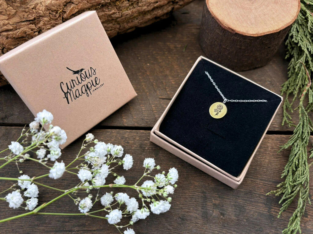 Brass Botanica Birth Flower Necklace - Image 4