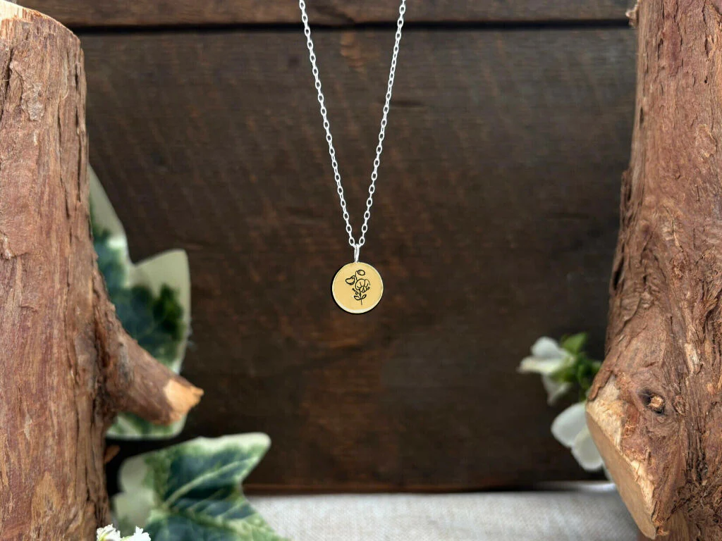 Brass Botanica Birth Flower Necklace - Image 5