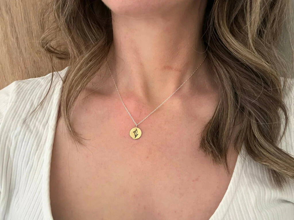 Brass Botanica Birth Flower Necklace - Image 6