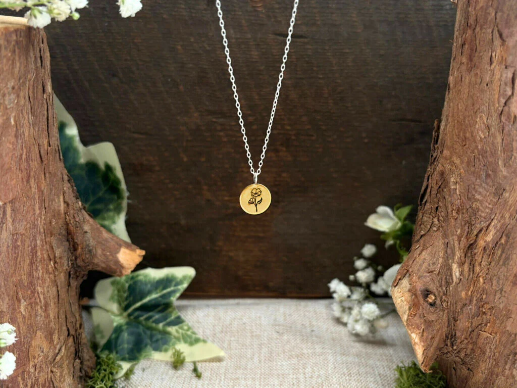 Brass Botanica Birth Flower Necklace - Image 8