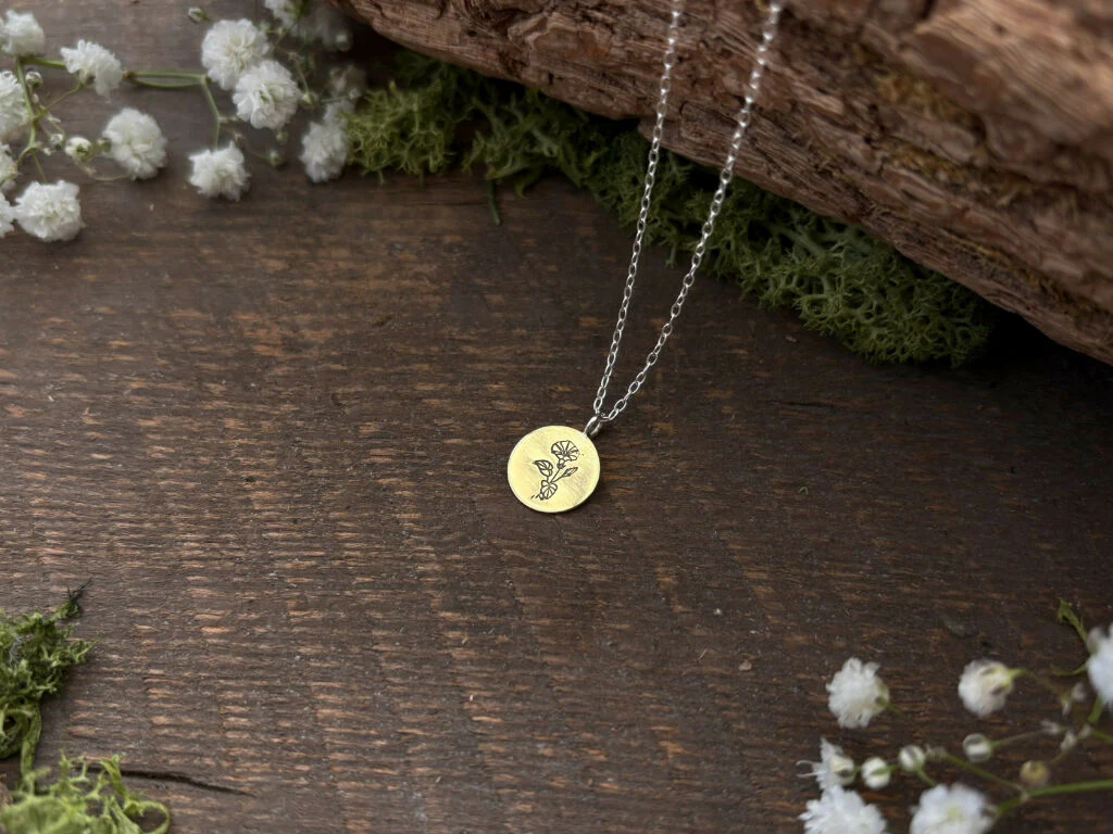 Brass Botanica Birth Flower Necklace - Image 9