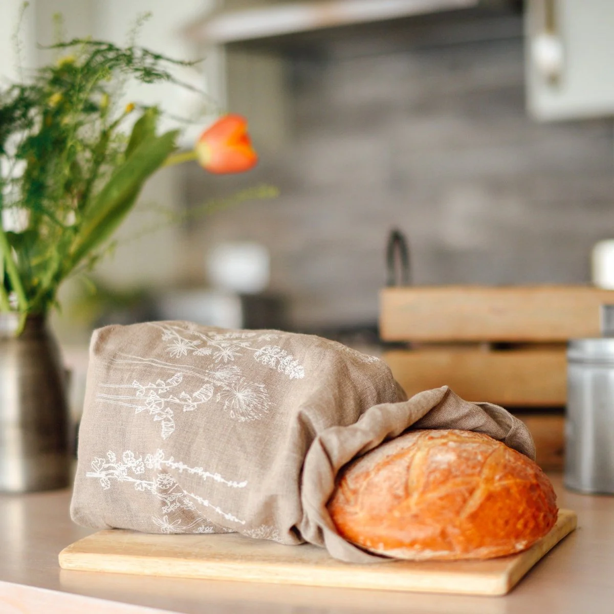 Breathable Linen Bread Bag Garden Design - Image 10